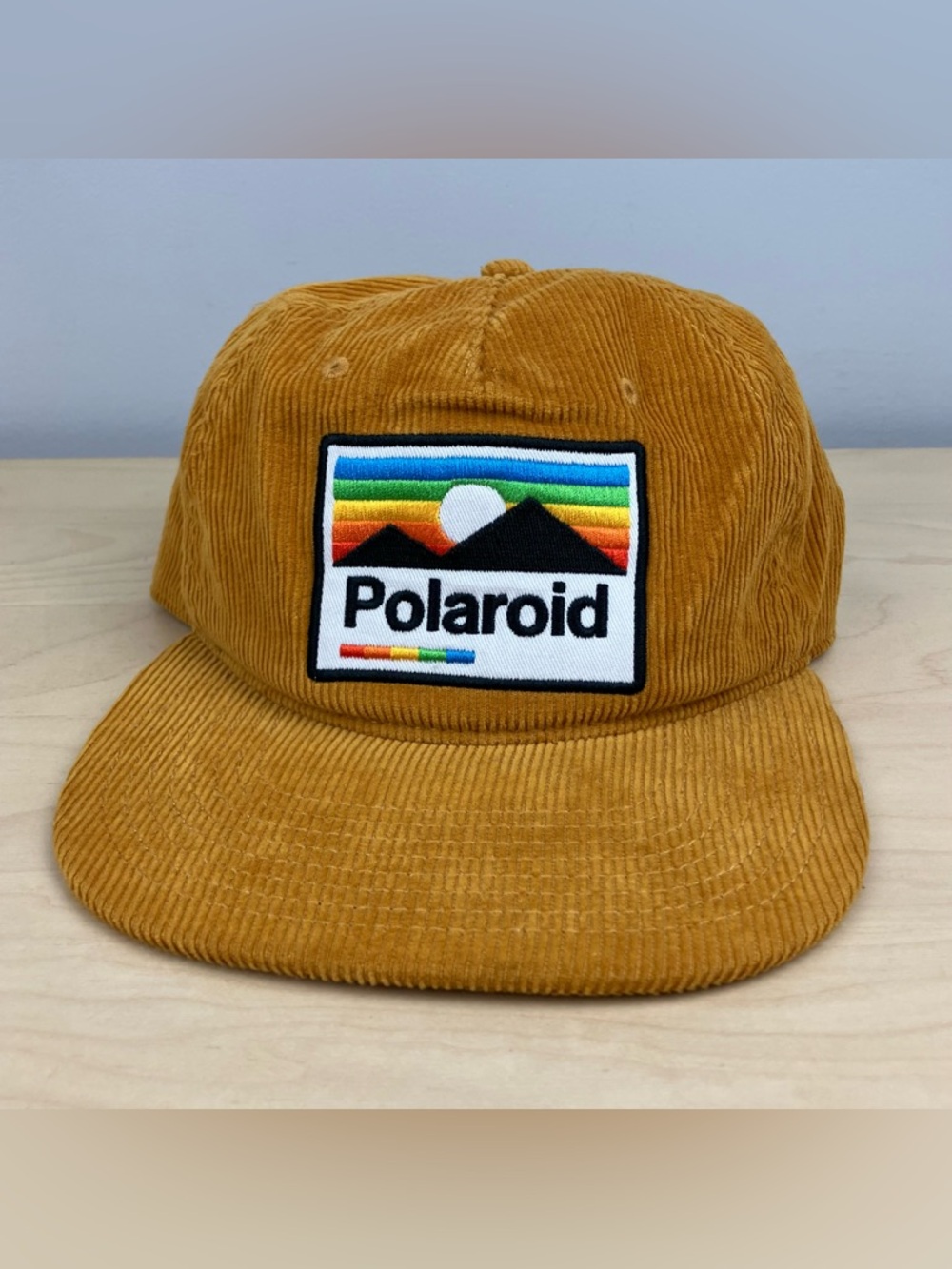 Polaroid Corduroy Snapback Trucker Hat Golden Yellow Patch Logo Mad Engine